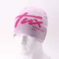 Light pink knitted beanie cap with pink graphic letters and creative co text for winter. - One Size / Type A Light Purple