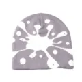 Grey knit beanie with white abstract paint splatter graffiti pattern, warm winter brimless cap. - One Size / Light Gray Fireworks Pattern