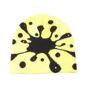 Yellow black graffiti knitted beanie hat winter warm hip hop skull cap streetwear. - One Size / Yellow Fireworks Pattern