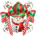 Christmas snowman foil balloon set candy cane bow holiday party decoration balloons pack - Christmas Snowman Style 1