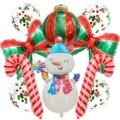 Christmas foil balloon set details featuring cute snowman, candy canes and festive holiday decor. - Christmas Snowman Style 3