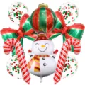 Christmas snowman aluminum foil balloon set candy cane bow party background decor - Christmas Snowman Style 4