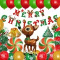 Weihnachtsballon Set mit Rentier, Baum, Zuckerstange Folienballons und Party Girlande Deko. - Stil 1