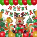 Weihnachten Ballon Set mit großem Rentier, Zuckerstangen und Merry Christmas Banner Girlande. - Stil 5