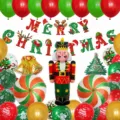 Weihnachtsballon-Set mit Nussknacker-Folienballon, Bonbon und Banner für Party Dekoration. - Stil 7