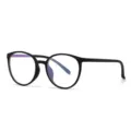 Occhiali tondi grandi TR90 montatura leggera luce blu casual elegante vista donna giorno - Nero sabbiato
