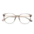 Nahaufnahme der leichten TR90 Vintage runden klaren optischen Brillenrahmen Details. - Heller Champagner Rahmen C15