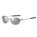 Occhiali da sole argentati futuristici Y2K montatura in metallo lenti specchiate stile - C1 Montatura Argentata Lente Specchio Argento
