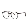 Detailed shot of retro tortoise shell round eyeglasses frame with clear lenses and nose pads. - C26 Tortoiseshell Frame