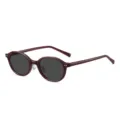 Trendy vintage oval sunglasses for men and women with lightweight TR90 frame and dark lenses. - Wine Red Frame / Grey Lenses