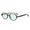Retro tortoise shell round frame TR90 glasses with light blue lenses for daily styling - Green Tortoiseshell Frame Light Green Lens