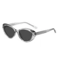 Occhiali da sole cat-eye polarizzati con montatura grigia traslucida e aste intrecciate. - Montatura Grigia Trasparente Lenti Grigie