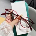 Montature per occhiali da vista ovali TR90 retrò chic da donna, leggere vintage. - C4 Montatura Rosso Vino