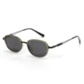 Piccoli occhiali da sole polarizzati ovali in metallo vintage alla moda donna uomo - C8 Montatura Verde Sabbia Lente Grigia