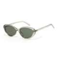 Occhiali da sole occhio di gatto grigi alla moda con lenti verdi, stile vintage retro urbano. - C9 Montatura Kaki Lente Verde