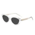 Transparent Clear Frame Cat-Eye Polarized Sunglasses Gold Woven Temple Variant Item - Transparent Frame Grey Lens