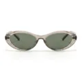 Retro cat-eye polarized sunglasses, transparent grey TR90 frame, green UV400 lenses. - Khaki Frame Green Lens