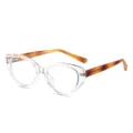 Clear frame cat eye glasses with tortoise shell woven temples for women and men stylish - Clear Frame