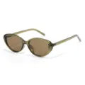 Retro cat-eye sunglasses variant, trendy olive green frame with brown lenses for street style. - C12 Green Frame Brown Lens