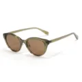 Fashion TR90 Cat-Eye Polarized Sunglasses Vintage UV Protection Shades for Men and Women - C12 Green Frame Brown Lens