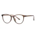 Montatura occhiali tonda minimalista per uso quotidiano, leggera TR anti luce blu. - C10 Montatura Marrone Trasparente