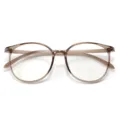 Koreaans retro groot montuur TR90 brillenframe, transparante bruine ronde optische bril. - Lichte Thee C40