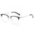 Occhiali da vista semi-montatura unisex anti-luce blu con decoro a croce in metallo. - Montatura Nero Argento