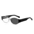 Trendy cat-eye sunglasses for women with unique metal pin temples and stylish vintage design. - Black Silver Frame Photochromic Grey Lens