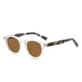 Retro TR90 Metal Hinge Small Round Frame Sunglasses Polarized UV Protection For Men Women - Transparent Frame Brown Lens