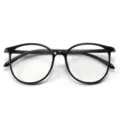 Stile coreano grande montatura retro TR90 montatura occhiali lenti chiare anti luce donna - Nero Lucido C1