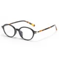 Occhiali rotondi vintage anti luce blu con montatura nera e stanghette tartarugate. - Montatura Nera Asta Tartarugata