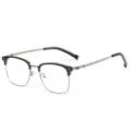 Montatura Occhiali Luce Blu Browline TR90 Nero Argento Mezza Montatura Ottica - Montatura Nero Canna di Fucile
