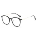 Retro TR90 leggera occhiali tondi anti luce blu da donna moda quotidiana elegante. - Montatura Nero Oro