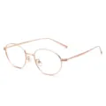 Montatura per occhiali ovale in metallo oro rosa, ottica retro ultra leggera donna - Montatura Oro Rosa C4