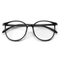 Stile coreano grande montatura retro TR90 montura per occhiali da vista donna leggera - Nero Brillante Asta Nero Opaco C2