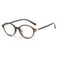 Montatura per occhiali rotonda retrò in TR90 marrone, ottica anti luce blu da donna. - Montatura Tè Scuro