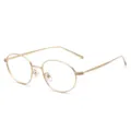Damen leichte Titan goldene ovale Brillenfassung, Retro Mode Blaulichtfilter Brille. - Hellgoldener Rahmen C2