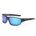 Occhiali da sole sportivi polarizzati con lenti specchiate blu e montatura grigia. - Montatura Grigio Trasparente Lenti Blu Ghiaccio
