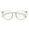 Clear Round TR90 Eyeglasses Frame Anti Blue Light Transparent Optical Glasses for Women Men - Light Champagne Frame C15