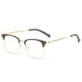 TR90 Halbgestell Blaulichtfilter Brille mit Retro Kreuz Dekor fuer Damen und Herren. - Kaffeegoldener Rahmen