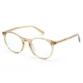 Montatura per occhiali tonda vintage da donna, in acetato marrone chiaro trasparente. - Montatura Champagne (Chiara)