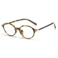 Retro tortoise shell round glasses frame for women, anti-blue light clear eyewear style. - Yellow Tortoiseshell