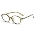 Trendy TR90 optical glasses frame in translucent green, stylish retro round anti-blue light. - Olive Green Frame