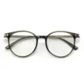 Stylish TR90 round glasses frame in grey, anti-blue light clear lens for men and women. - Gray Olive Frame C30