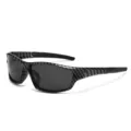 TR90 polarized sports sunglasses for men and women, carbon fiber pattern cycling glasses. - Striped Frame Grey Lens
