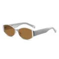Trendy cat-eye sunglasses for women with metal temples, retro polarized sun protection. - Silver Frame Brown Lens