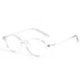 Clear pink round TR90 glasses frame retro anti blue light optical eyewear for daily wear - Light Transparent Pink Frame