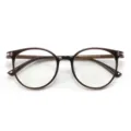 Round TR90 optical glasses frame with stylish metal temple details for daily wear. - Dark Coffee C33