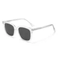 Clear frame large square sunglasses for women and men, UV protection driving polarized shades - Transparent Frame Grey Lens