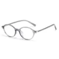 Transparent grey TR90 round glasses frame, vintage anti-blue light plain nerd optical eyewear. - Transparent Gray Frame